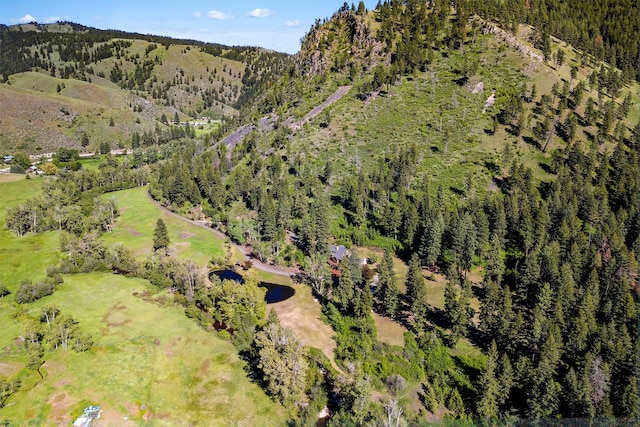 bird's eye view with a mountain view