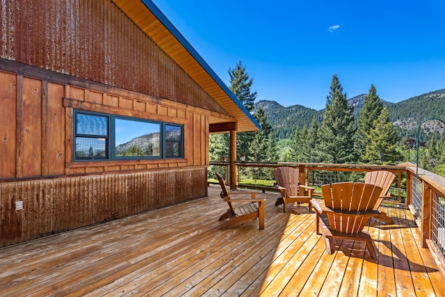 deck featuring a mountain view