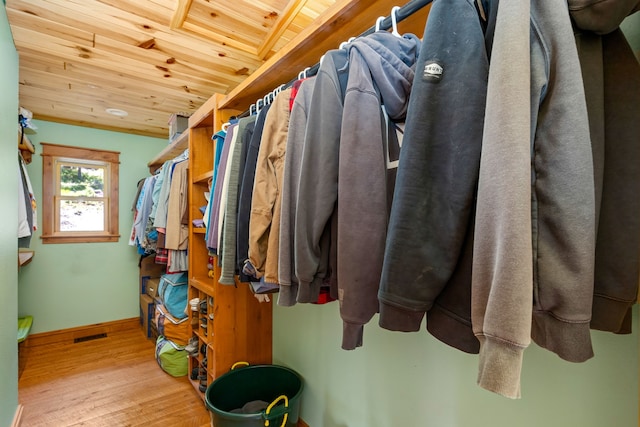 spacious closet with visible vents and wood finished floors