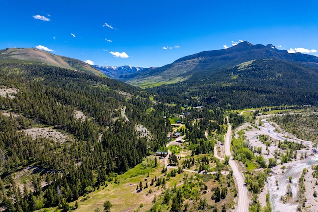 mountain view with a wooded view