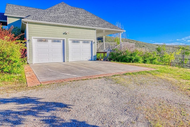 garage with a porch