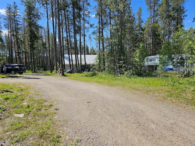 view of street featuring dirt driveway