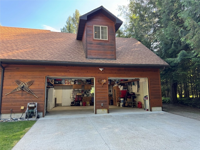 view of garage