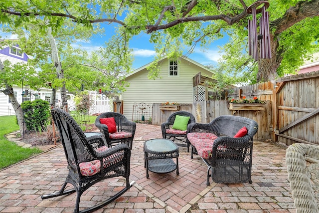 view of patio with an outdoor hangout area