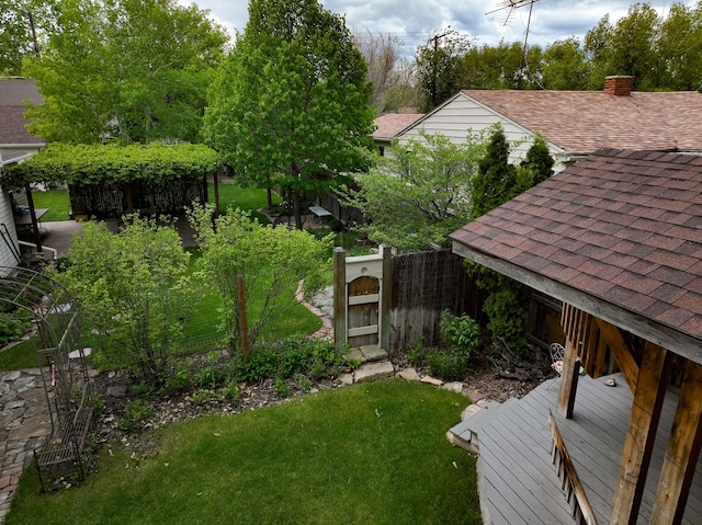 view of yard featuring a deck