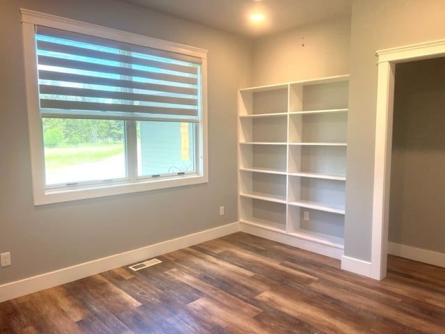 spare room featuring dark hardwood / wood-style flooring and plenty of natural light