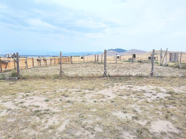 view of yard featuring a rural view and a mountain view