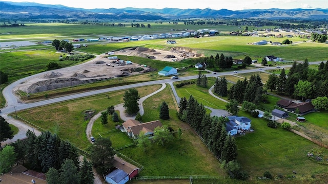 drone / aerial view featuring a mountain view