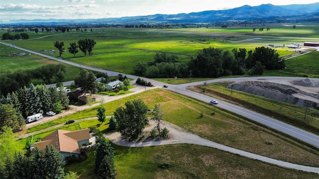 bird's eye view with a mountain view and a rural view