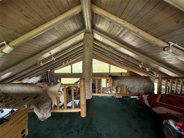 view of unfinished attic