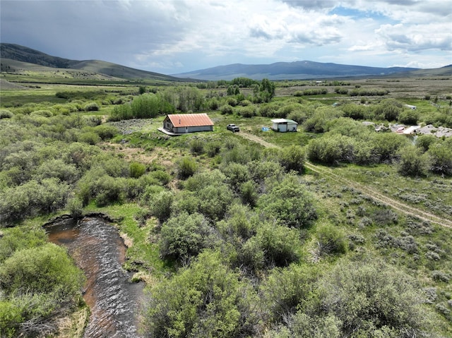 aerial view with a mountain view