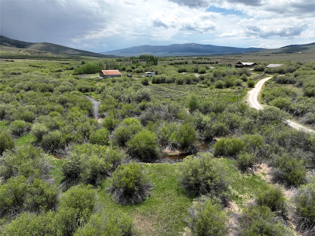 aerial view with a mountain view