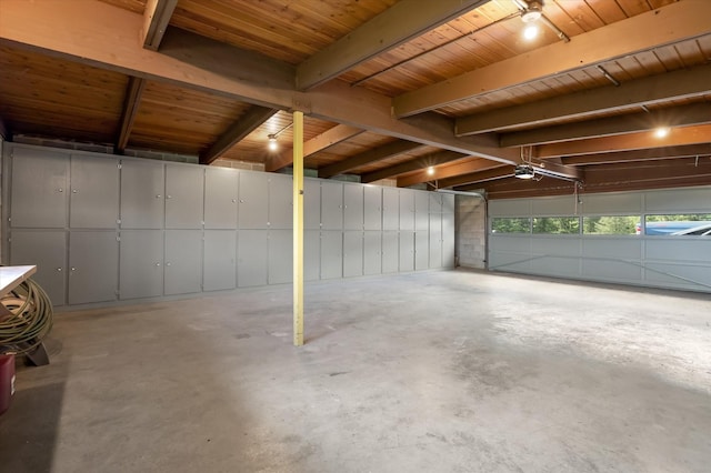 garage with wooden ceiling