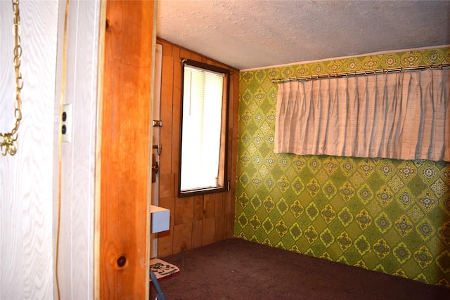 carpeted spare room with a textured ceiling