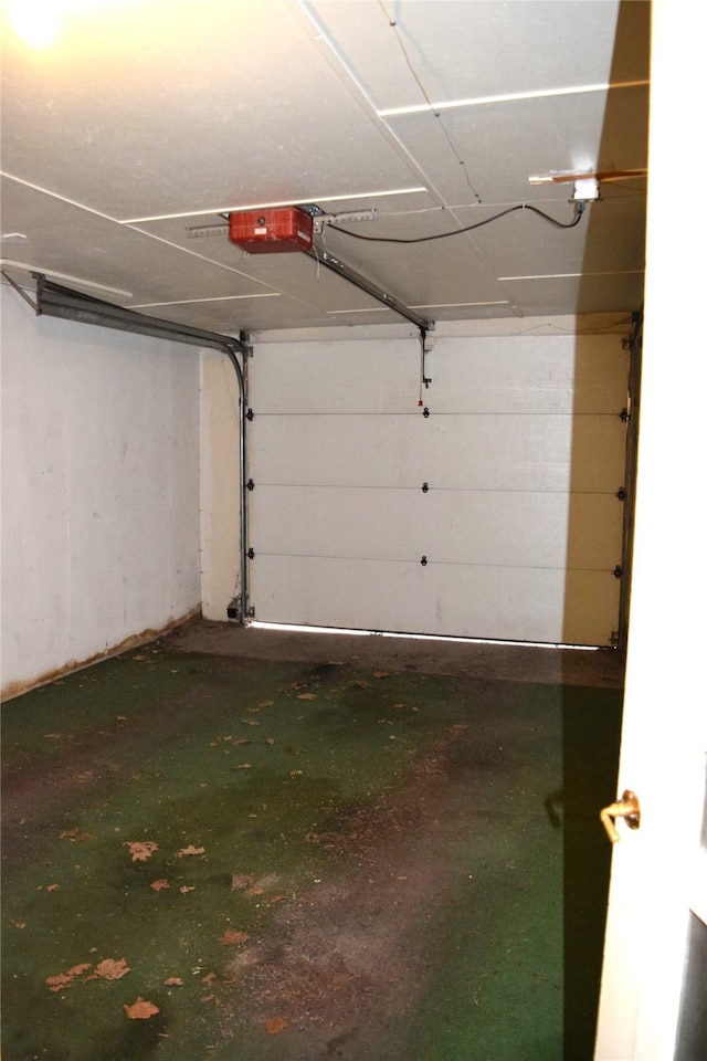 garage with a garage door opener