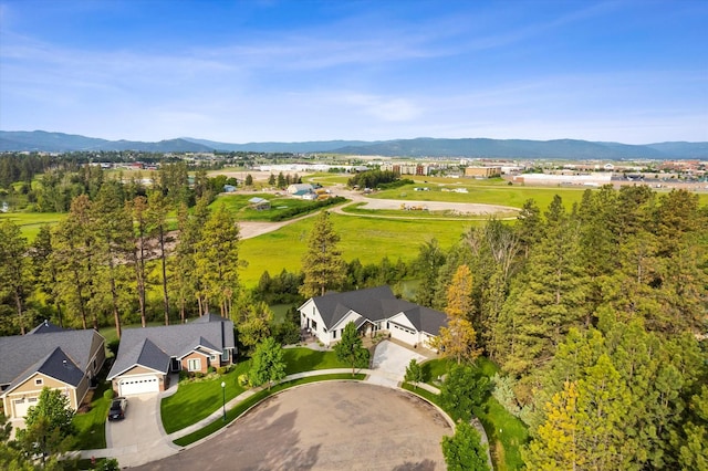 bird's eye view with a mountain view