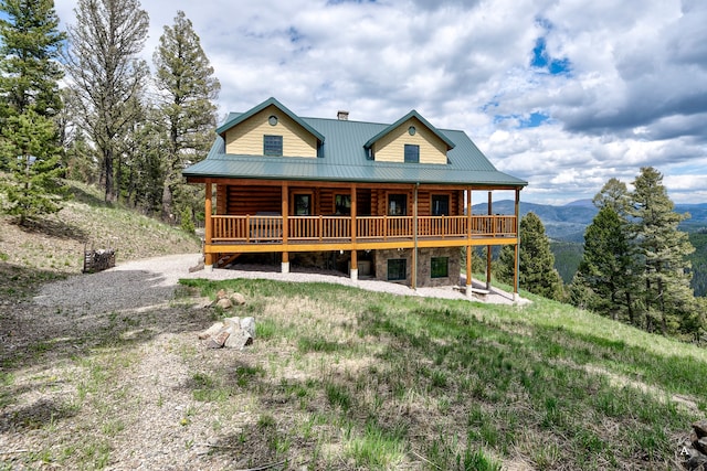 view of log home