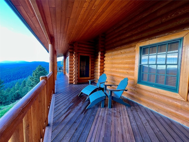 deck featuring a mountain view