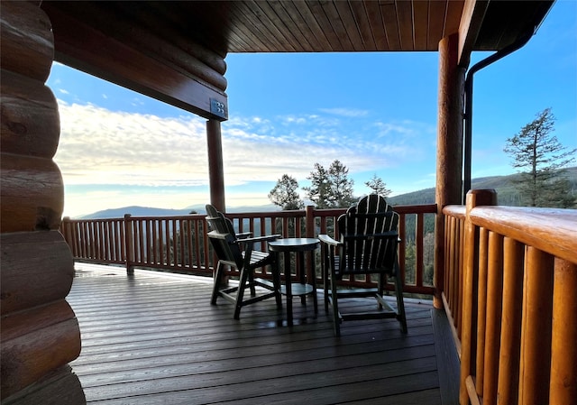 deck featuring a mountain view