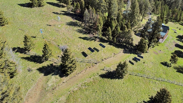 aerial view featuring a rural view