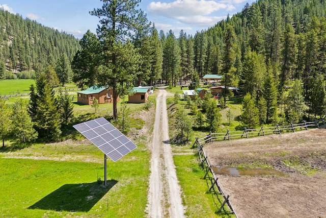 aerial view featuring a rural view