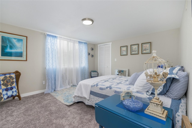 carpeted bedroom featuring a closet