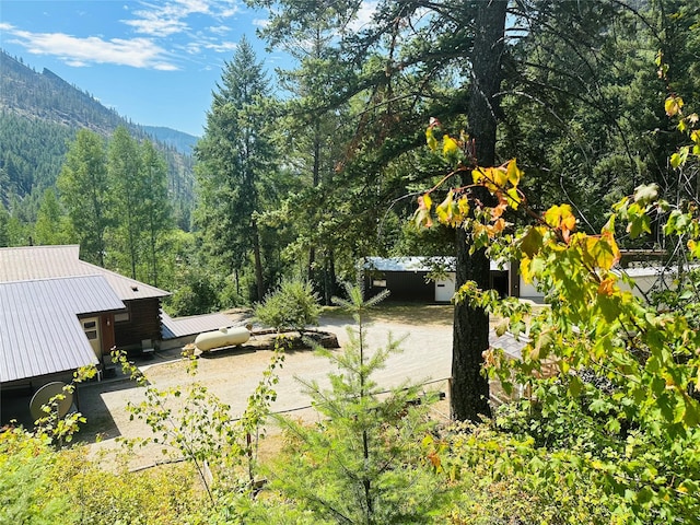 view of yard with a mountain view