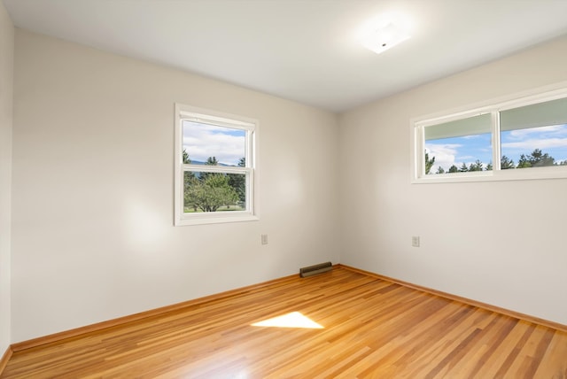 spare room with hardwood / wood-style flooring and plenty of natural light