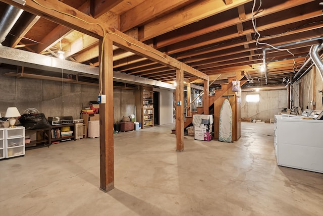 basement featuring separate washer and dryer