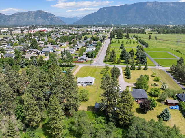 bird's eye view with a mountain view