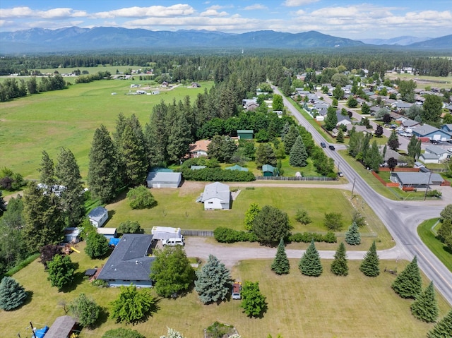 aerial view with a mountain view