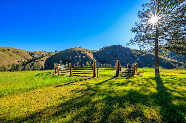 mountain view with a rural view