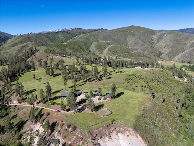 bird's eye view with a mountain view and a rural view