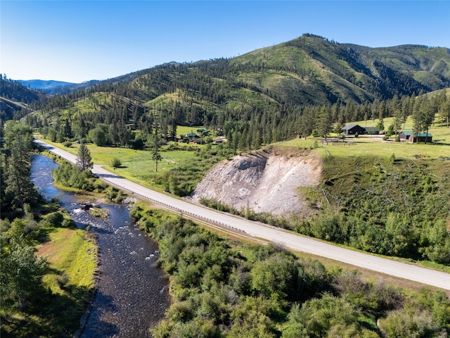 drone / aerial view with a mountain view