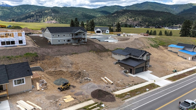 bird's eye view featuring a mountain view