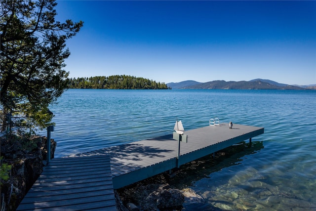 dock area with a water and mountain view