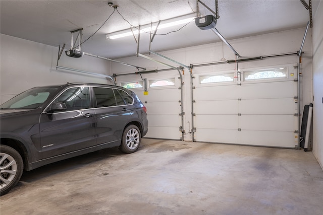 garage with a garage door opener