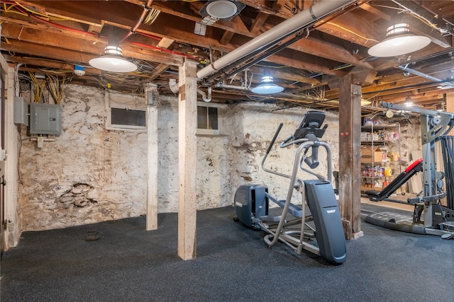 workout area with electric panel