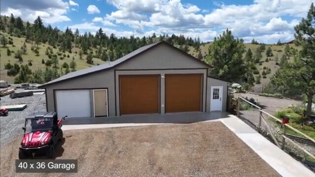 view of detached garage