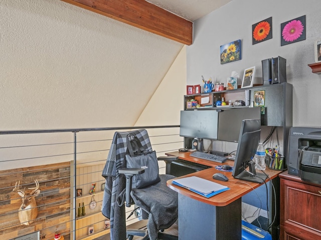 1915 E Broadway St, Missoula, MT 59802 - office area featuring vaulted ceiling with beams