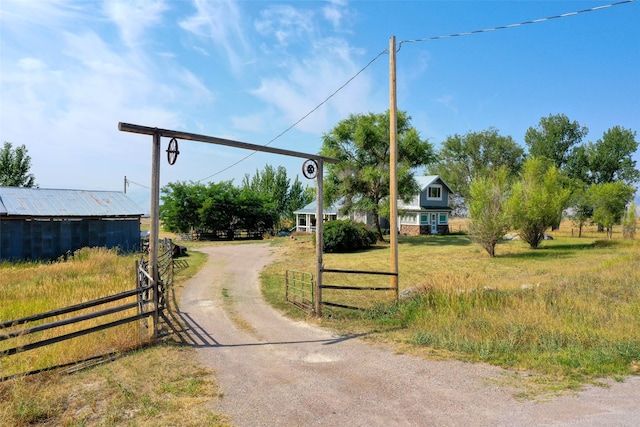 view of street with a rural view