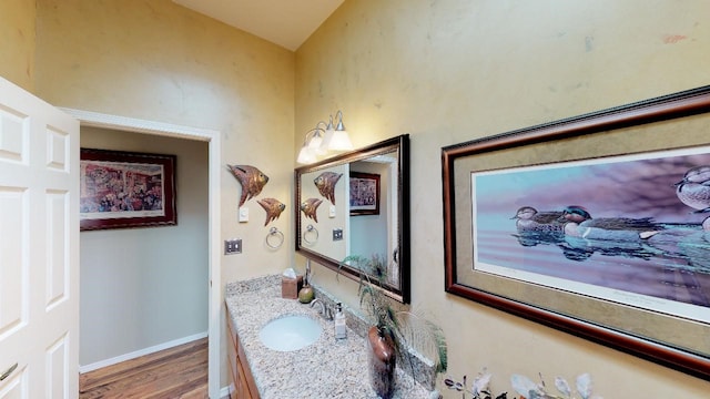 33953 Fox Rd, Polson, MT 59860 - bathroom with wood finished floors and vanity