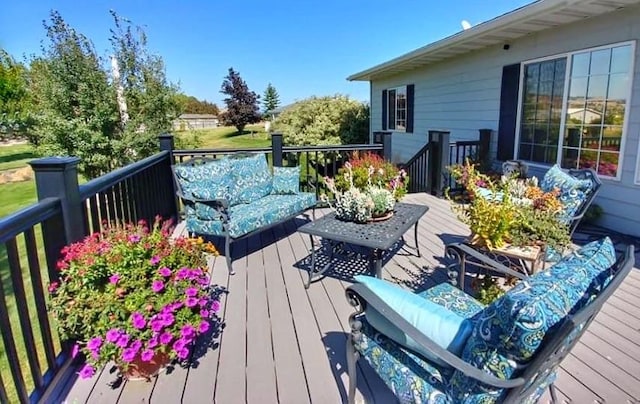 33953 Fox Rd, Polson, MT 59860 - wooden deck with an outdoor living space