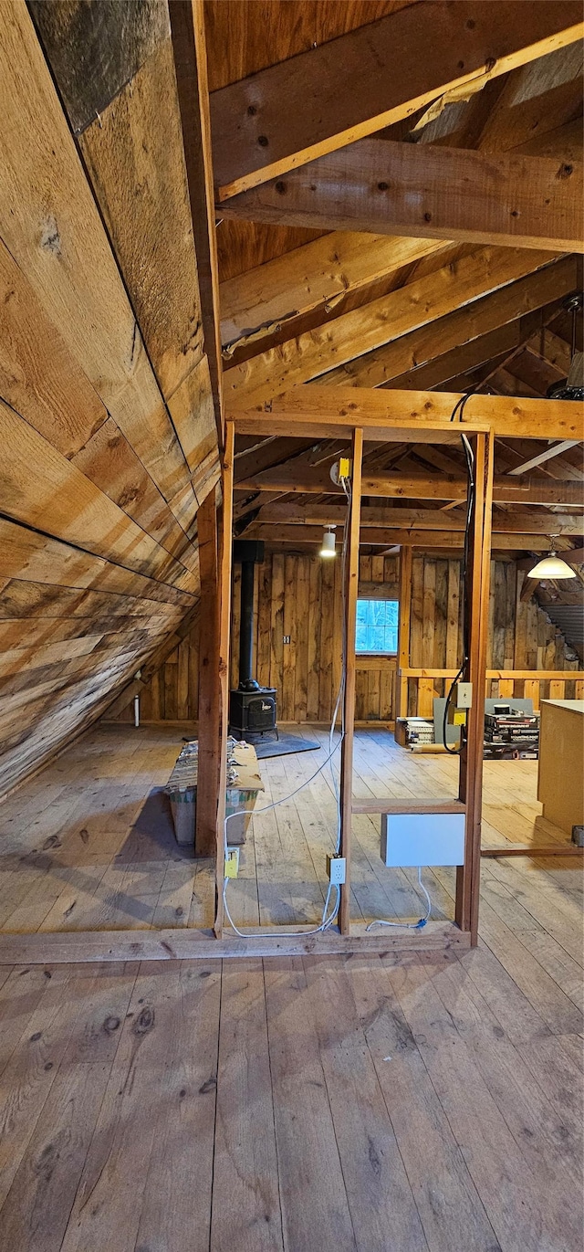 view of unfinished attic