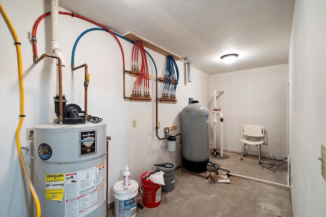 utility room with gas water heater