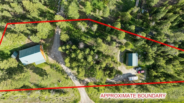 8100 US Highway 2 W, Marion, MT 59925 - aerial view of property and surrounding area with property parcel outlined