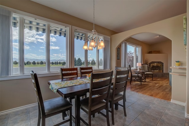 dining room with tile patterned flooring