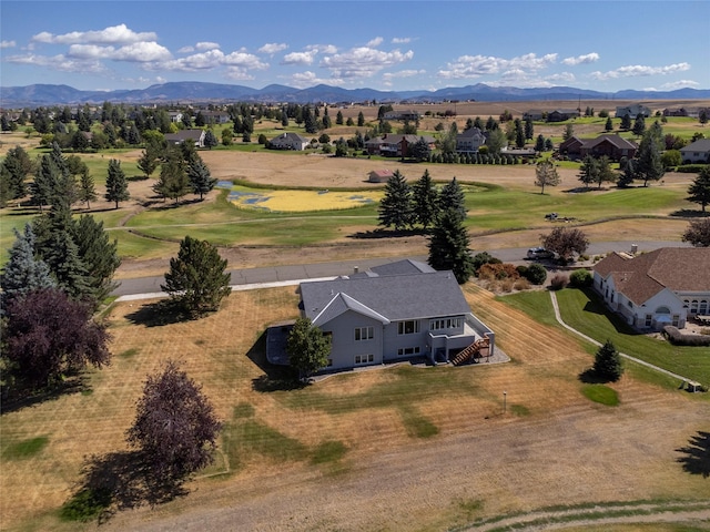 drone / aerial view featuring a mountain view