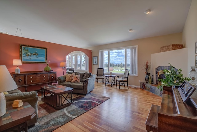 living room featuring light hardwood / wood-style floors