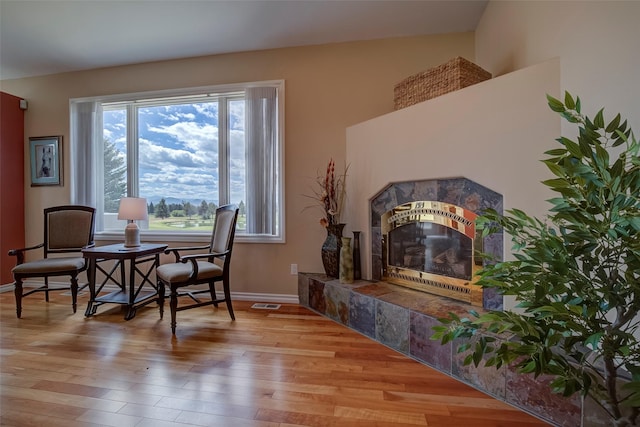 sitting room featuring light wood-type flooring